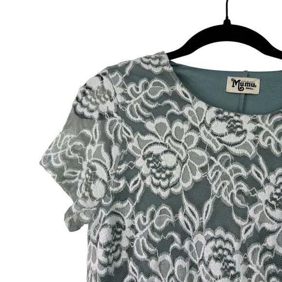 Show Me Your Mumu Women's Lovers Lace Romantic Mini Dress Sage Green Size Small - Picture 3 of 13